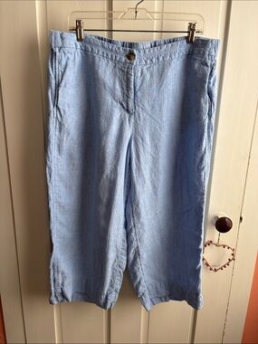 J. Jill Light Blue Cropped Linen Pants